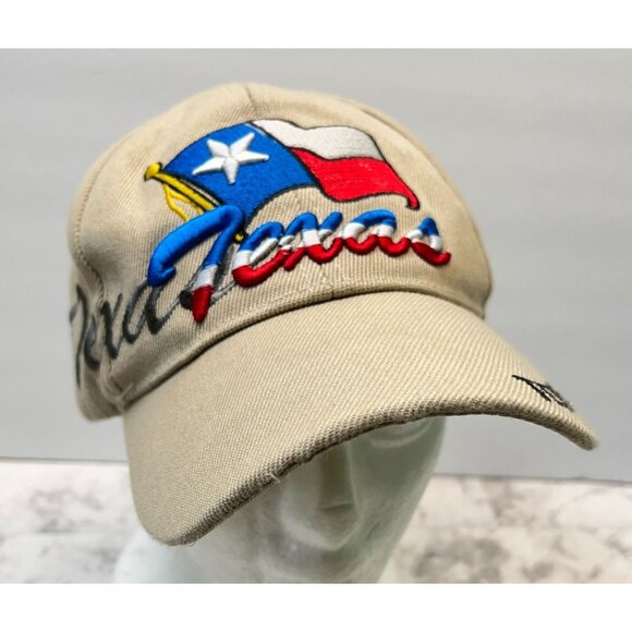 Texas Flag Baseball Cap Strapback Hat USA Patriotic Embroidered Khaki - Picture 5 of 10